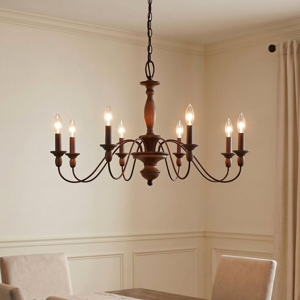 Quoizel Holbrook 8-Light Tuscan Brown Candle-Style Chandelier