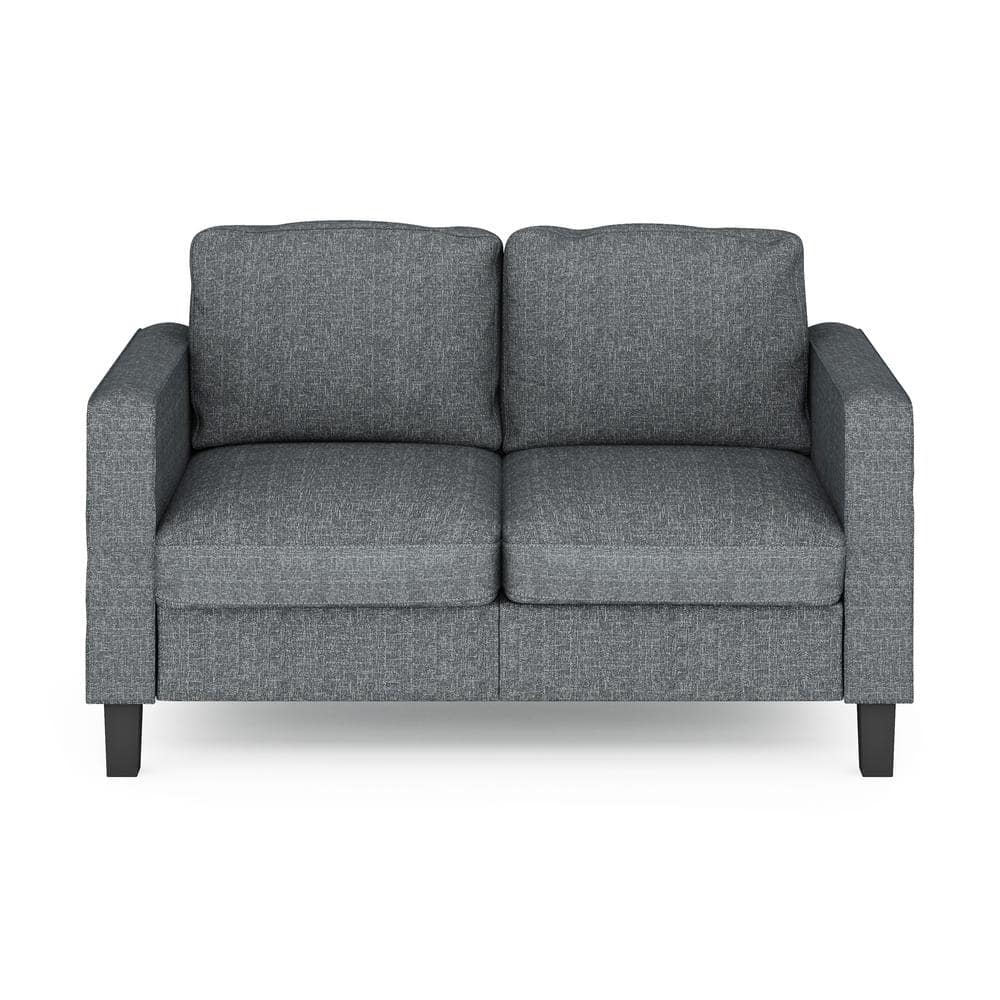 Furinno Bayonne 54 in. Gunmetal Polyester 2-Seat Loveseat with Square Arms