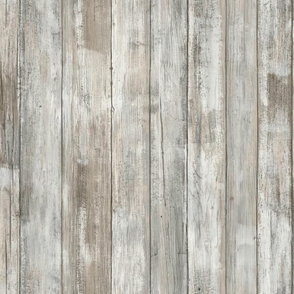 RoomMates 28.18 sq. ft. Brown Weathered Planks Peel and Stick Wallpaper ...
