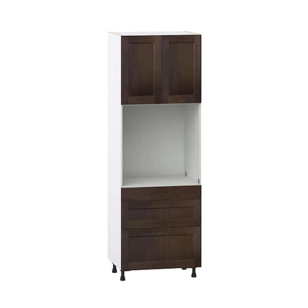 Georgetown 30 in. W x 24 in. D x 89.5 in. H Assembled Single Oven Kitchen Cabinet in Chestnut with 3-Drawers