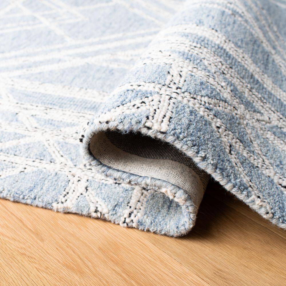Handmade Light Blue Wool Tufted Area Rug 8' x 10'