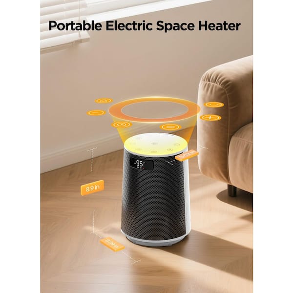 1500-Watt White Indoor Electric PTC Ceramic Tower Heater with Fast