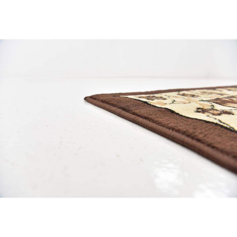 Elegant Espahan Brown Synthetic Rectangular Rug 5' x 8'
