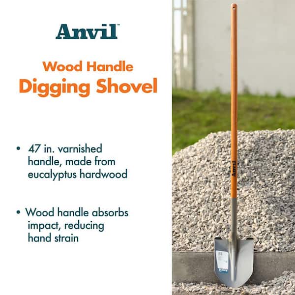 47 in. Wood Handle Carbon Steel Digging Shovel