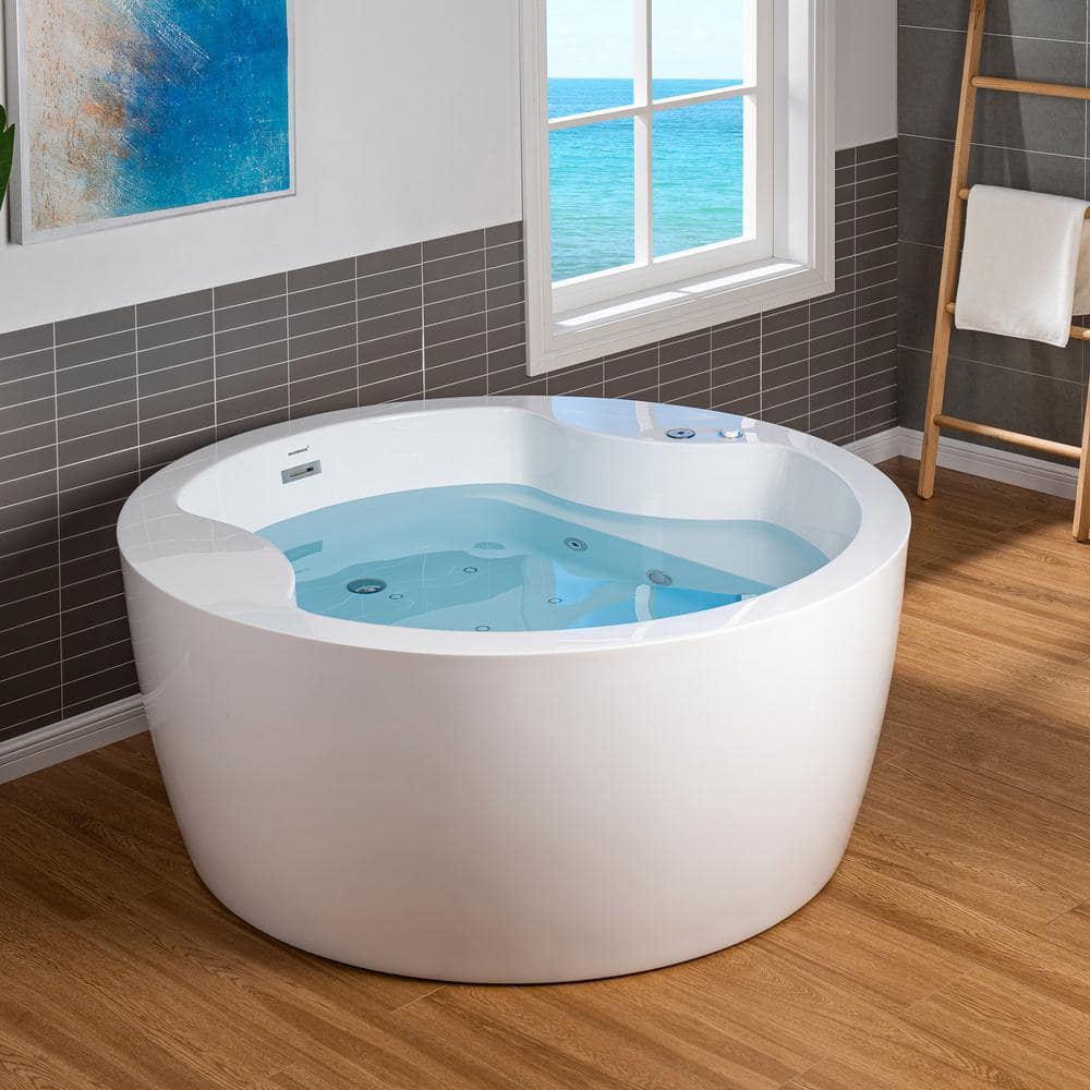 59 in. x 59 in. Acrylic FlatBottom Whirlpool and Air Combination Heated Bathtub w/Drain and Overflow Included in White price history on PriceWatchPro