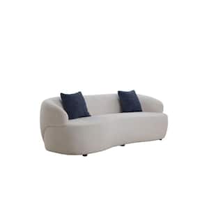 86.61 in. W Slope Arm Arm Upholstered Fabric 3 Seat Mid Century Modern Curved Sofa in Light Gray