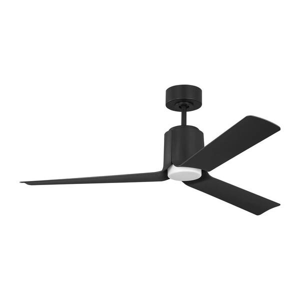 Generation Lighting - Fan Peel Smart 52 in. Indoor/Outdoor Midnight Black Standard Downrod Mount Ceiling Fan with LED Light Kit and Remote