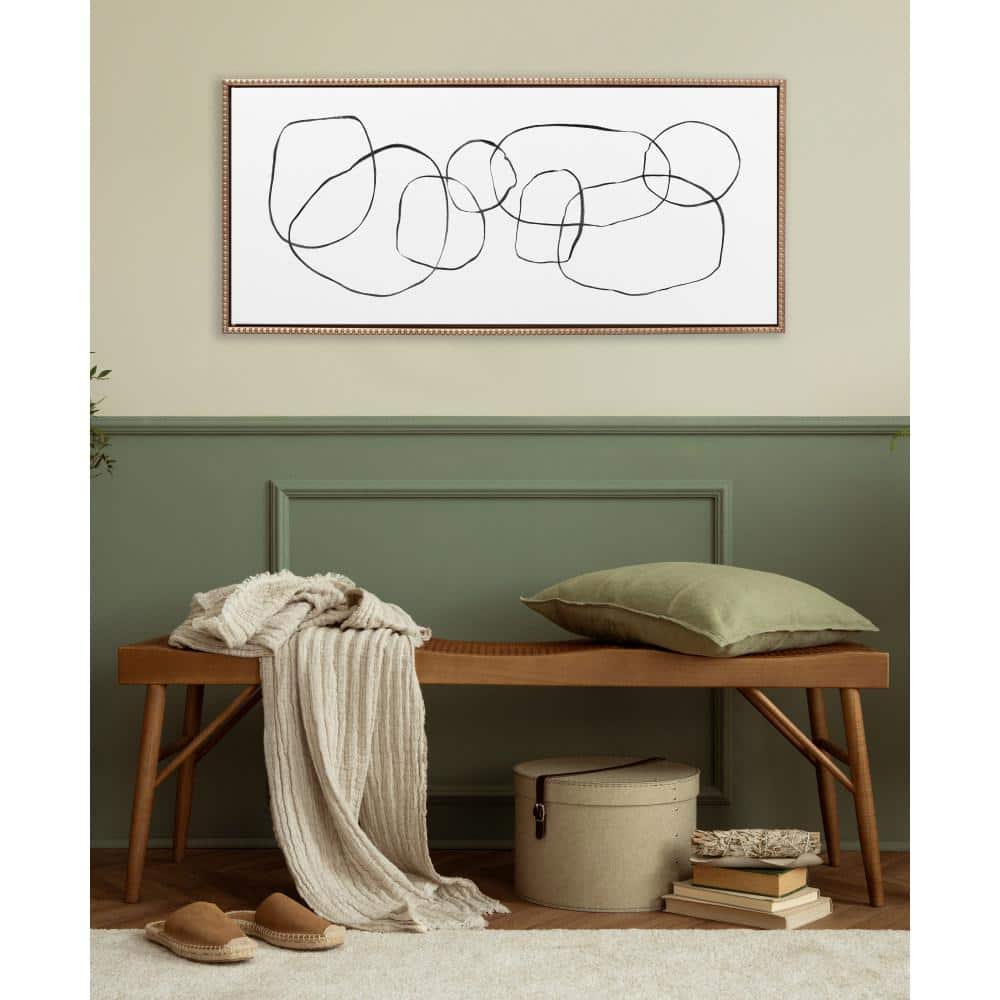 Gold Framed Abstract Dancing Circles Canvas Wall Art