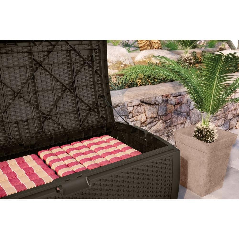 Mocha Brown Wicker Resin 99-Gallon Lockable Deck Box
