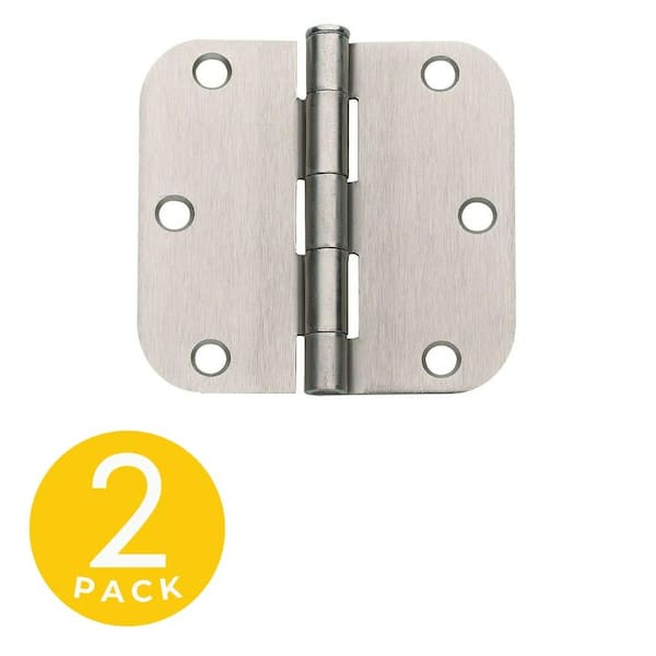 Global Door Controls 3.5 in. x 3.5 in. Satin Nickel Full Mortise Residential Squared Hinge with Removable Pin - Set of 2