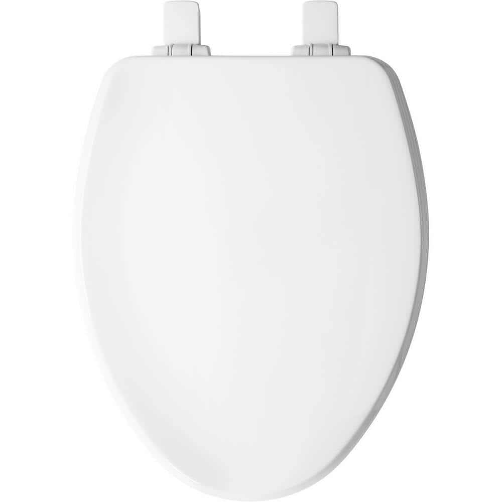 Cotton White Elongated Wood Toilet Seat with Slow Close
