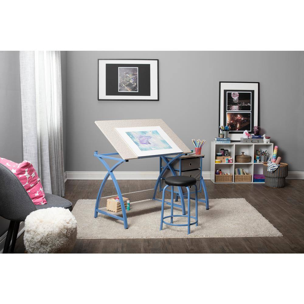 Comet Plus Blue/Gray Craft Table with Stool and Storage - 40.25" x 26"