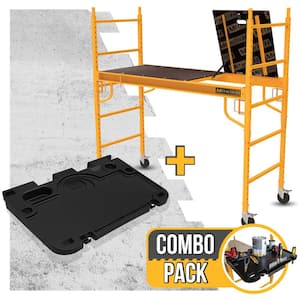 Safeclimb Baker 6.2 ft. L x 6.25 ft. H x 2.5 ft. D Metal Scaffold Platform with Wheels and Tool Tray, 1100 lbs. Capacity