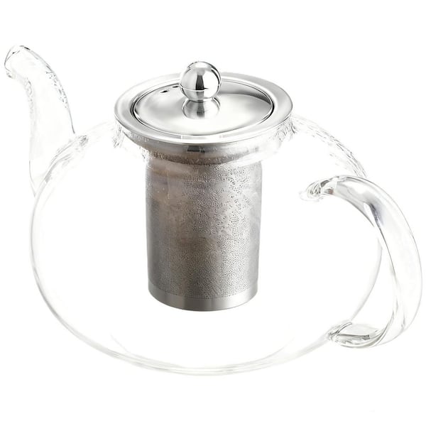 5-Cup Glass Teapot with Removable Stainless Steel Infuser, Ideal for Brewing Loose Leaf and Blooming Tea