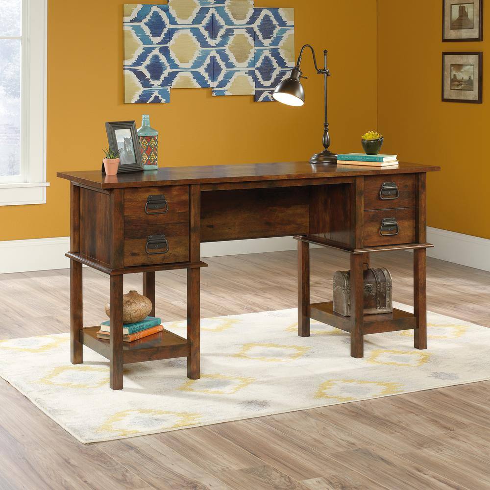 Curado Cherry Spacious Home Office Desk with File Storage