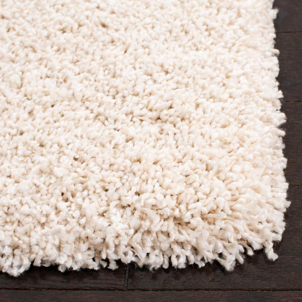 Ivory Rectangular Synthetic Shag Rug - 3'x5'