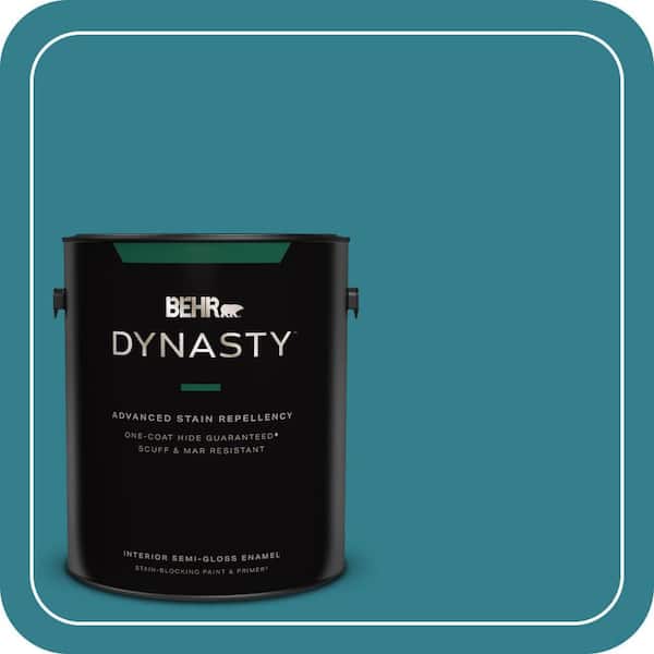 BEHR DYNASTY 1 gal. Home Decorators Collection #HDC-CL-27 Calypso Blue Semi-Gloss Enamel Interior Stain-Blocking Paint & Primer