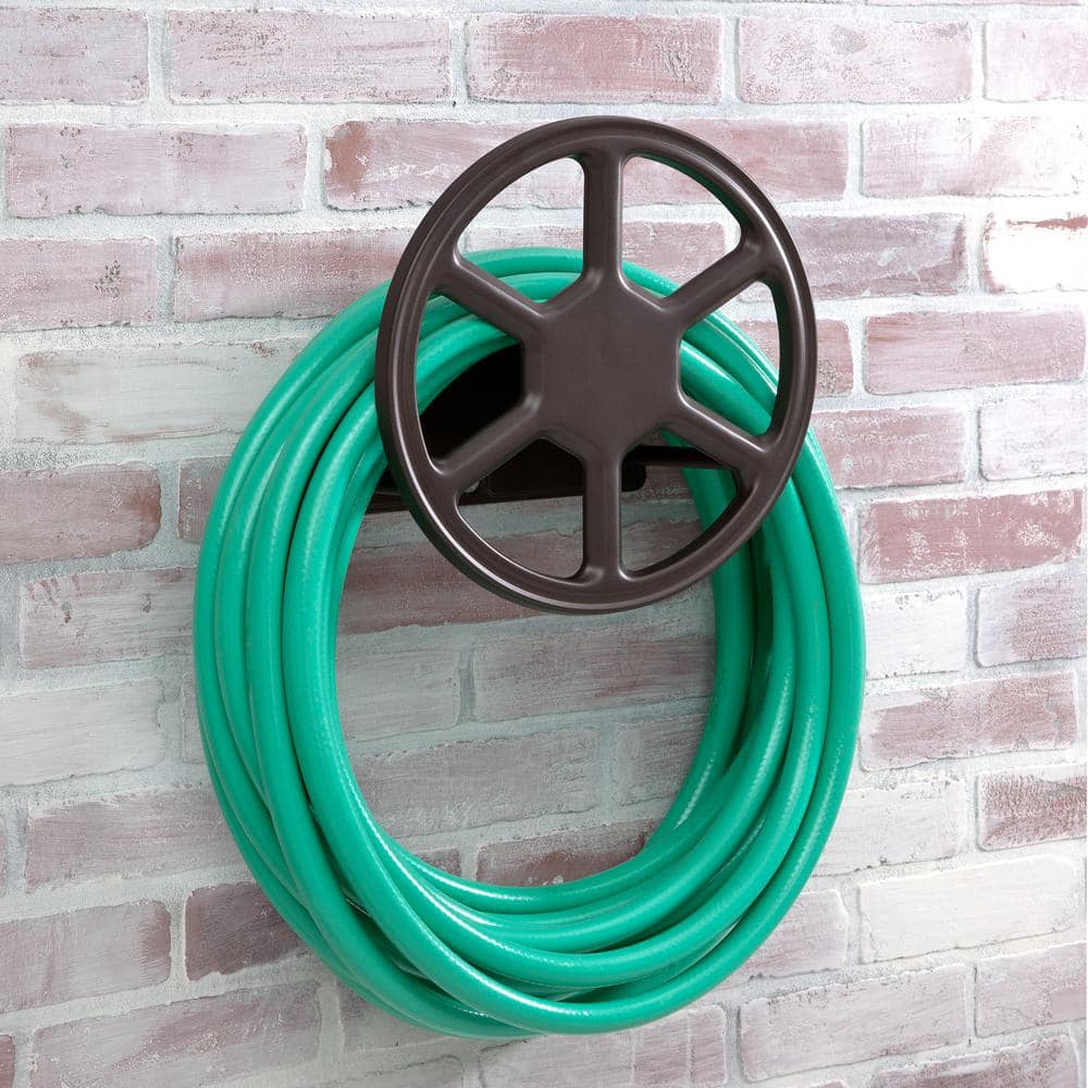 Black Steel Wall Mounted Garden Hose Reel Holder