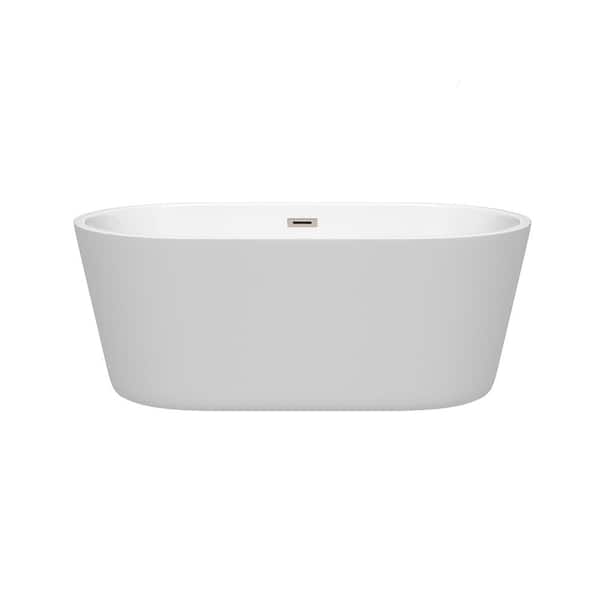 Carissa 5 ft. Acrylic Flatbottom Non-Whirlpool Bathtub in White with Brushed Nickel Trim