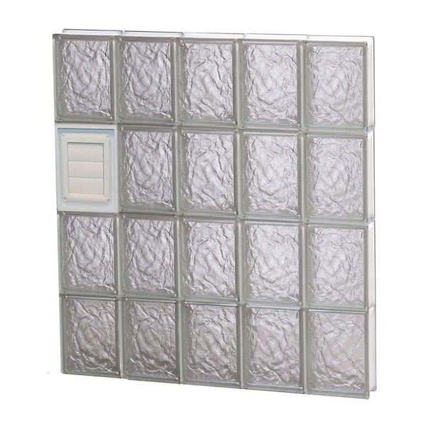 Clearly Secure 28.75 in. x 31 in. x 3.125 in. Frameless Ice Pattern Glass Block Window with Dryer Vent