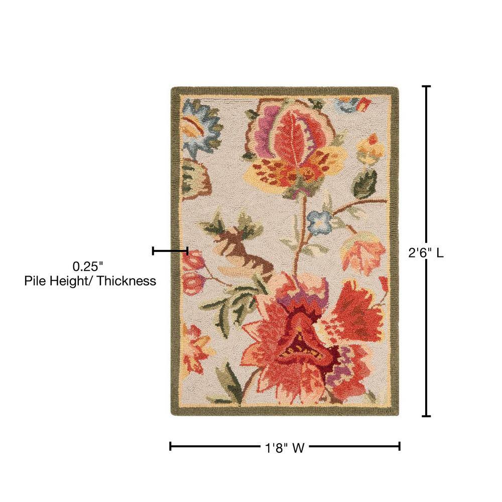Sage Floral Tufted Handmade Wool Rectangular Accent Rug - 20"x4"