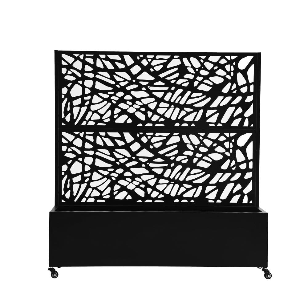 47.2 in. H × 47.2 in. W Black Privacy Metal Garden Fence Screen Panels with Planter Box and Lockable Wheels price history on PriceWatchPro