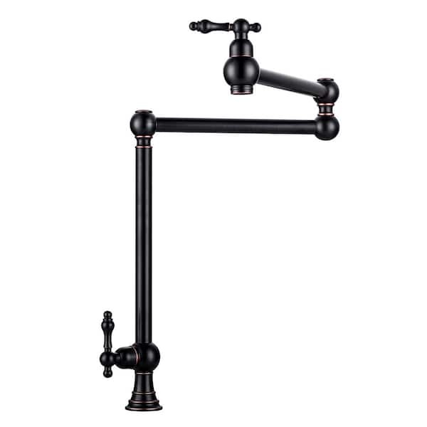 Antique Oil Rubbed Bronze Deck Mount Pot Filler Faucet, Solid Brass Pot Filler with Double Stretchable Joint Swing Arm