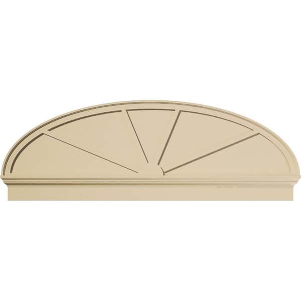 Ekena Millwork 68 in. W x 23-7/8 in. H x 2-3/4 in. P Elliptical 4 Spoke Signature Urethane Combination Pediment, Primed Tan