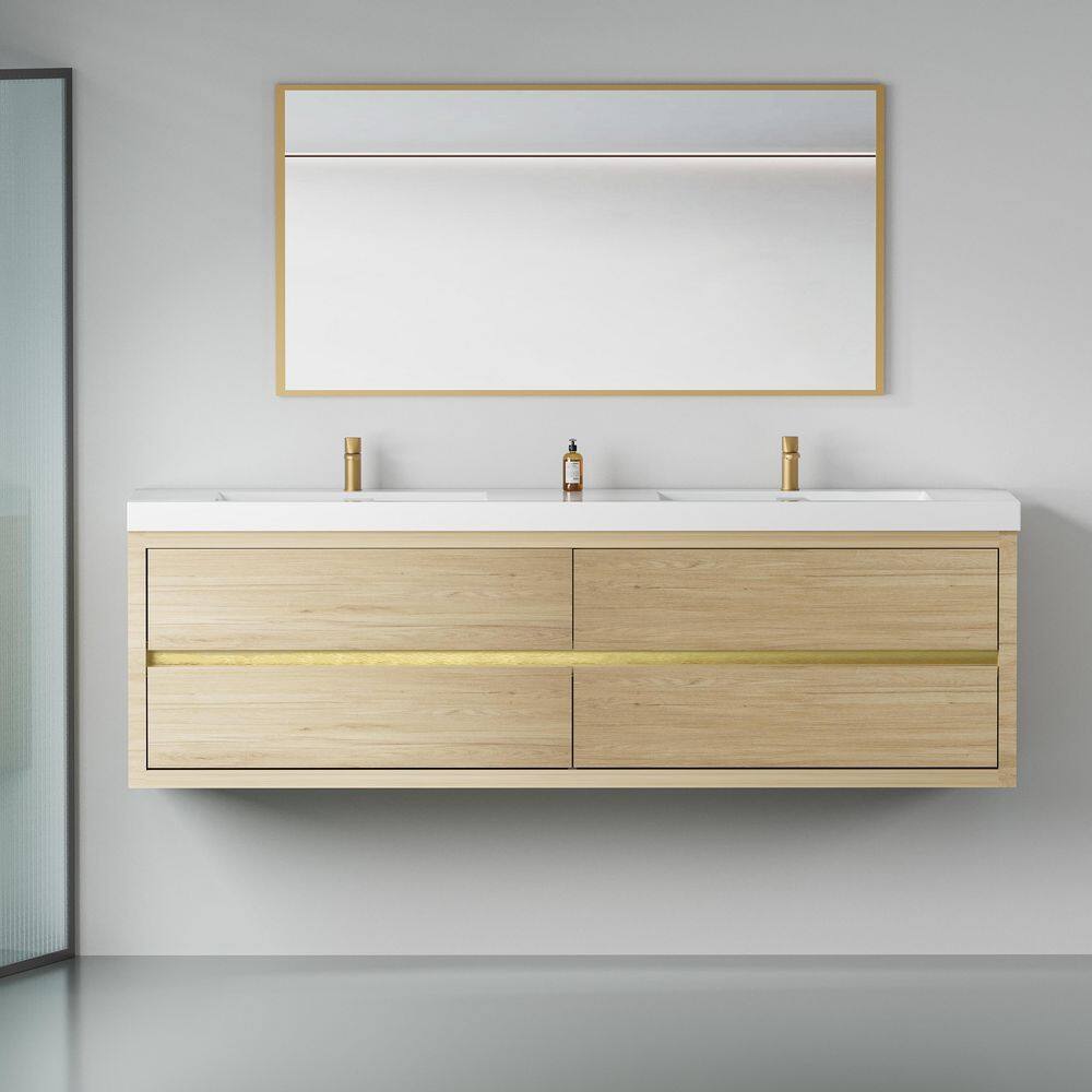 72 in. Wall-Mounted Double Sink Bath Vanity Floating Bathroom Storage Cabin