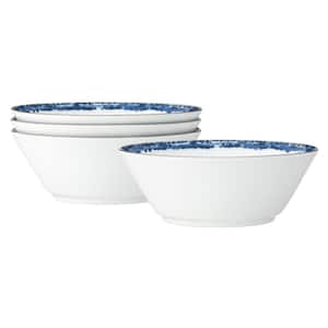 Blue Rill 5 in., 9 fl. oz. (Blue) Porcelain Fruit Bowls, (Set of 4)