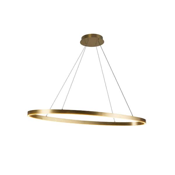 KUZCO Ovale 40 in. 1 Light Brushed Gold Integrated LED Pendant