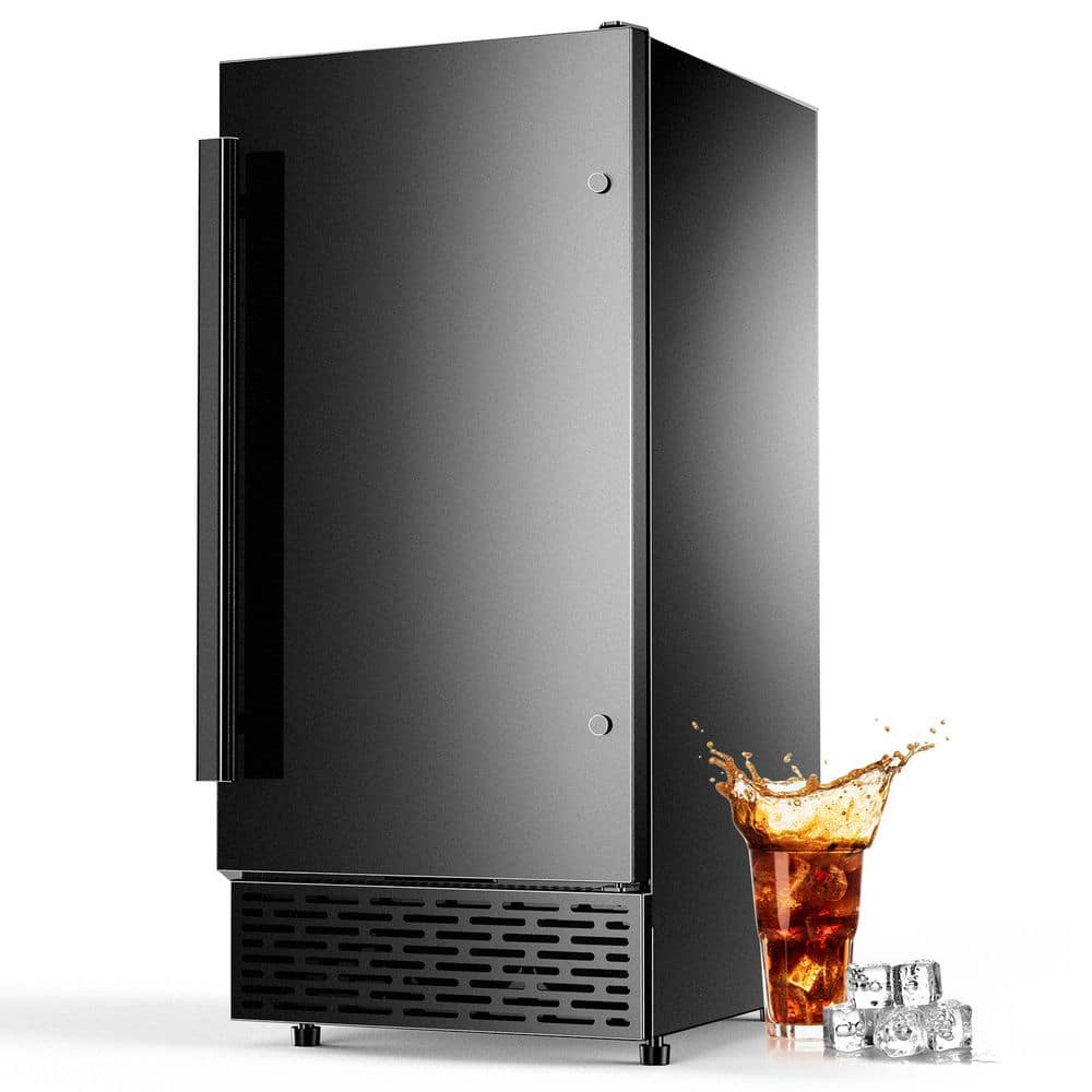 Hooure 15 in. Commercial Ice Maker 120 lbs./24 H Freestanding Black Ice Maker Full Size Cubes with 30 lbs. Storage