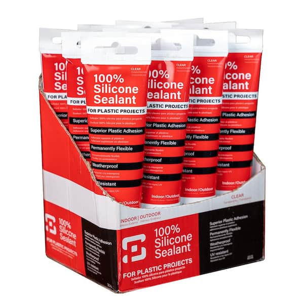 POLYMERSHAPES 100% Silicone 2.8 oz. Clear Caulk and Sealant for Plastic  Sheets (12 pack) GE-57-12 - The Home Depot