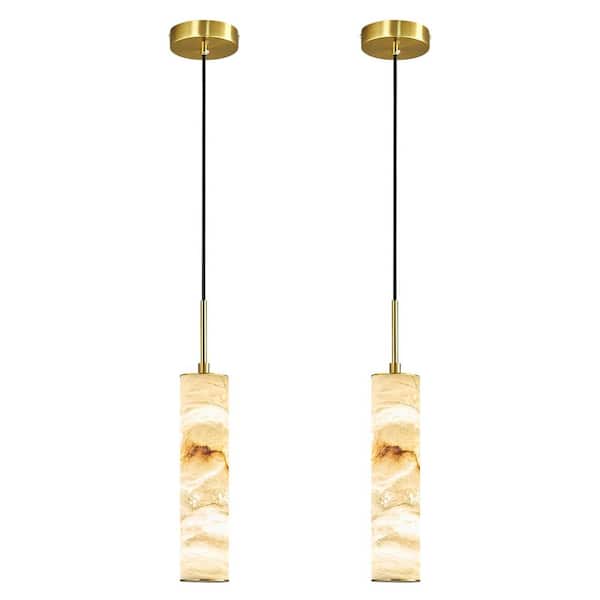 LED Padella pendant lamp ゴールド ZHLWIN Natural Alabaster 7-Watt 1-Light Gold 2-Pack Integrated LED