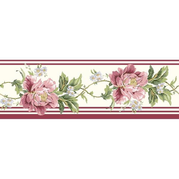 The Wallpaper Company 8.54 sq. ft. Forever Heirloom Border Red/Purple Wallpaper-DISCONTINUED