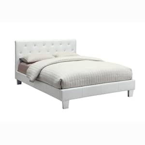 Firefoot White Faux Leather Upholstered Full Platform Bed