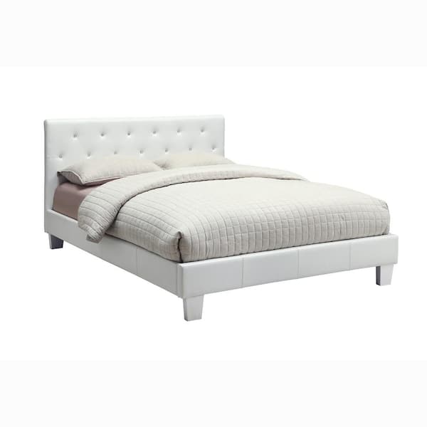 Furniture of America Firefoot White Faux Leather Upholstered Full Platform Bed