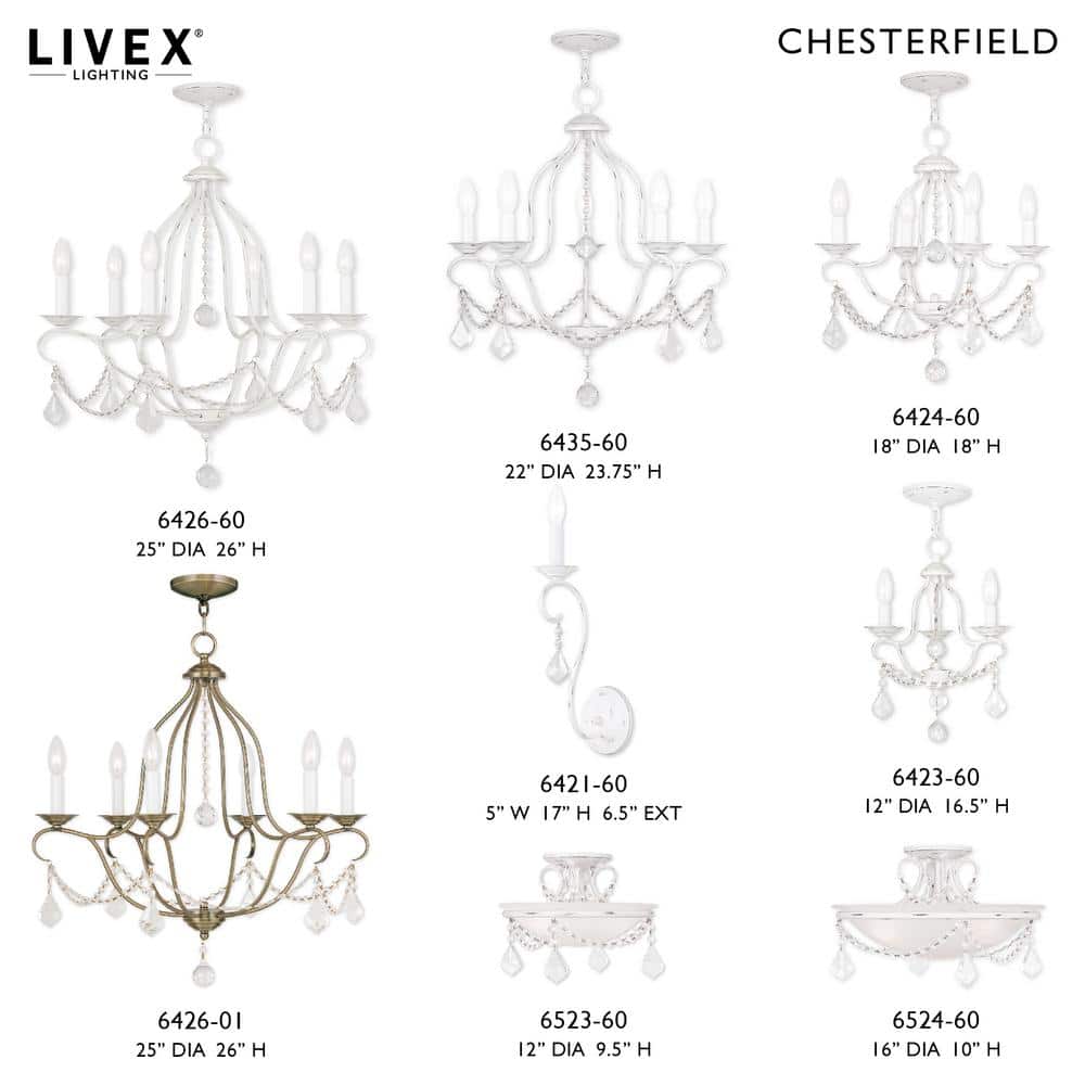 Antique White Mini 3-Light Candle Chandelier
