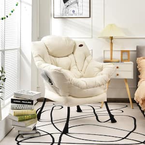 Modern Beige Polyester Fabric Lazy Arm Chair Single Sofa Chair with Side Pocket