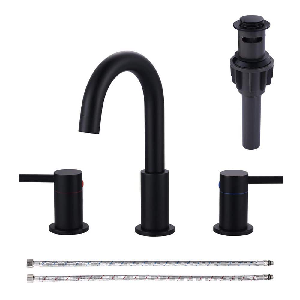 8 in. Widespread Double Handle Bathroom Faucet 360 ° Swivel Stainless Steel in Matte Black price history on PriceWatchPro