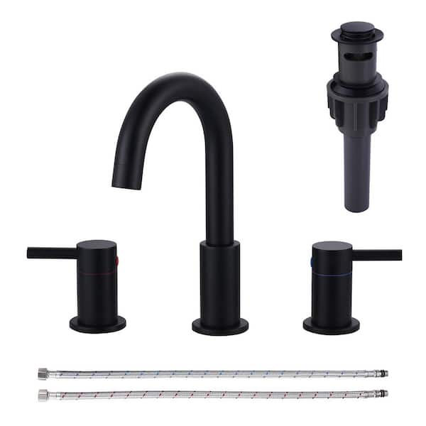 AVITAS 8 in. Widespread Double Handle Bathroom Faucet 360 ° Swivel Stainless Steel in Matte Black