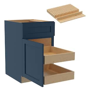 Newport Blue Painted Plywood Shaker Assembled Base Kitchen Cabinet Left 2ROT KB 21 W in. x 24 D in. x 34.5 in. H