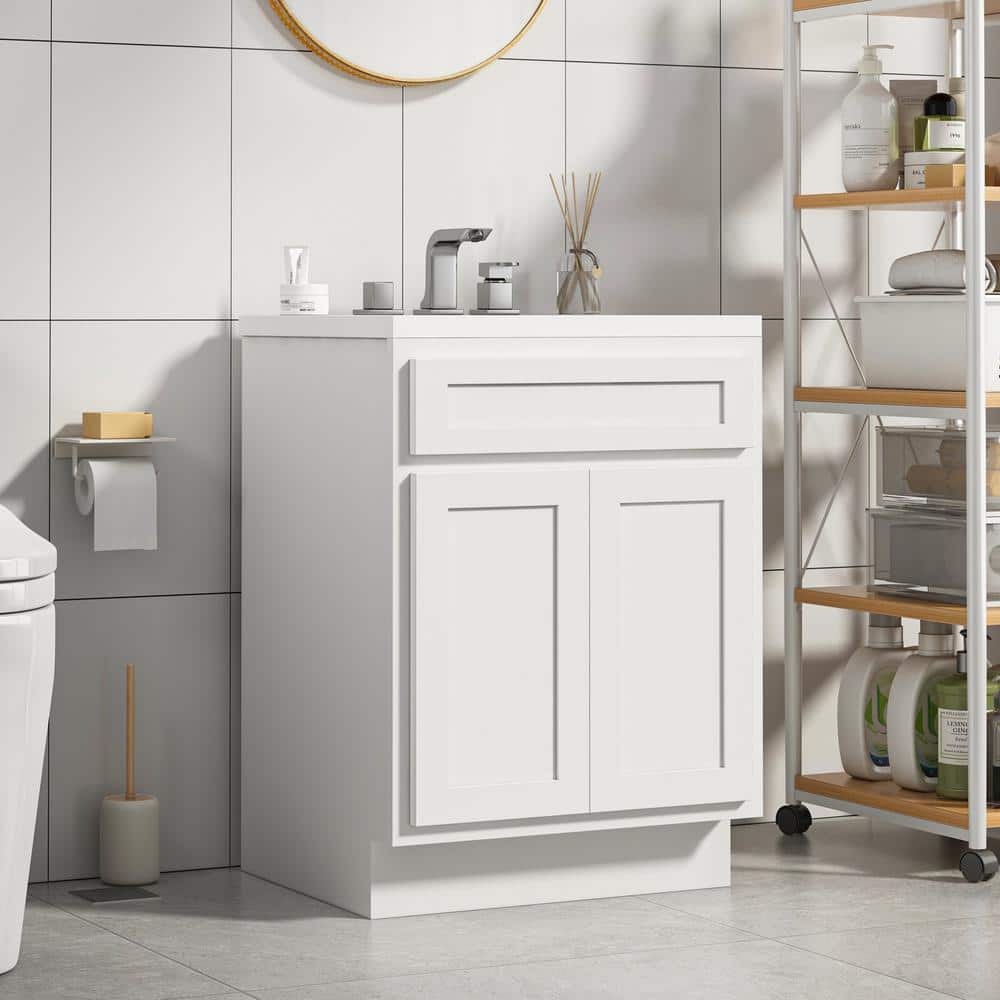 White Engineered Wood Double Door Vanity Cabinet