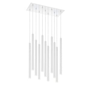 Forest 5 W 11 Light Chrome Integrated LED Shaded Chandelier with Matte White Steel Shade