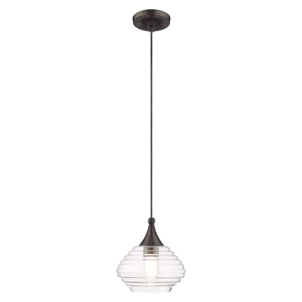 AVIANCE LIGHTING Midland 1-Light English Bronze Mini Pendant with Clear Glass