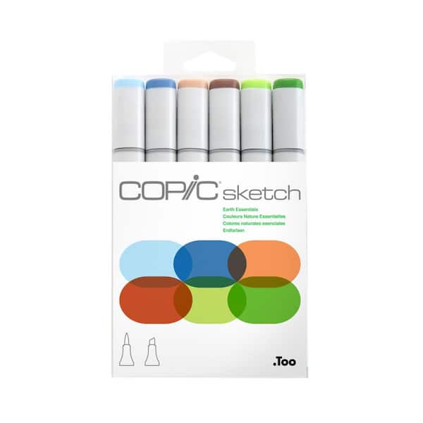 COPIC Sketch Marker Set, Earth Essentials, (6-Colors)
