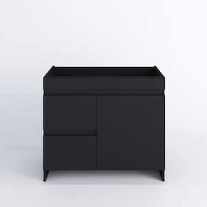 Mace 36 in. W x 20 in. D x 35 in. H Single-Sink Bath Vanity Cabinet without Top in Black and Left-Side Drawers