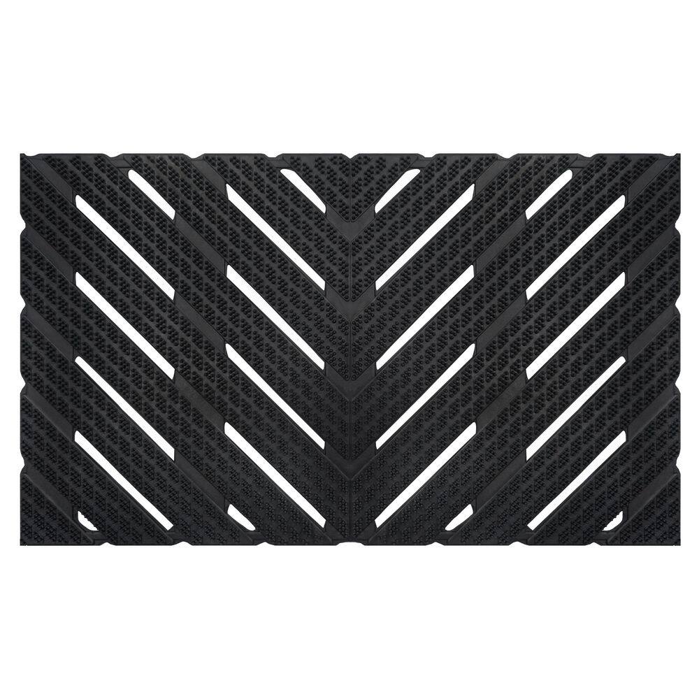 Chevron Rubber 18 in. x 30 in. Indoor/Outdoor Black Doormat price history on PriceWatchPro