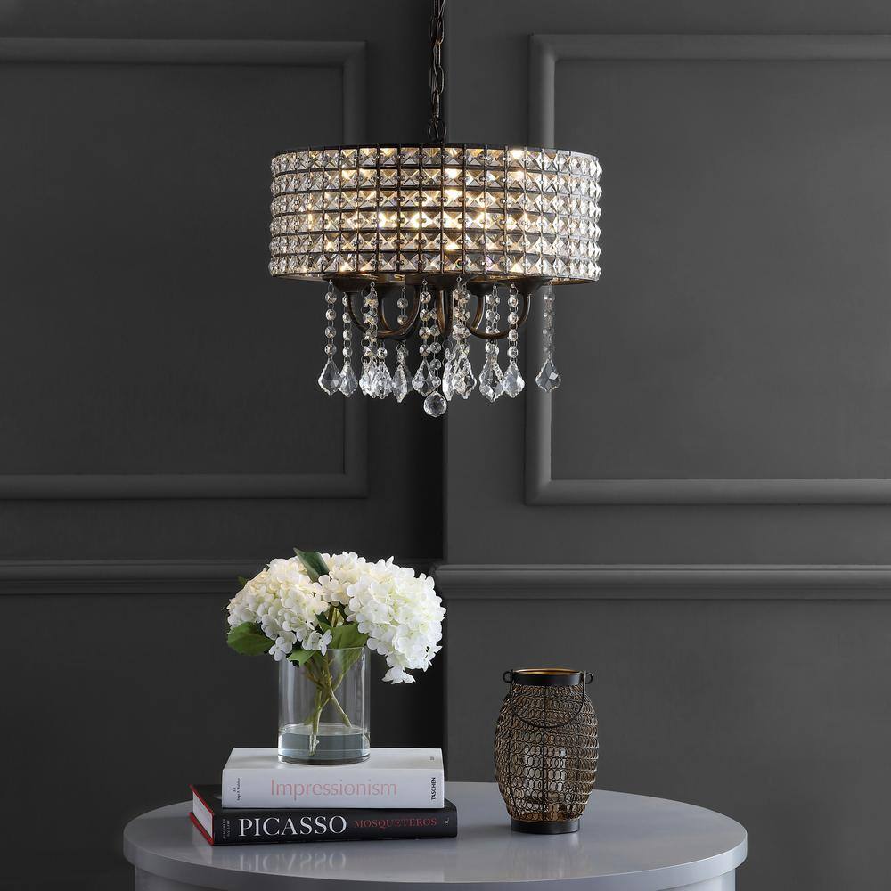 Reese 17" Black and Gold Iron LED Drum Pendant
