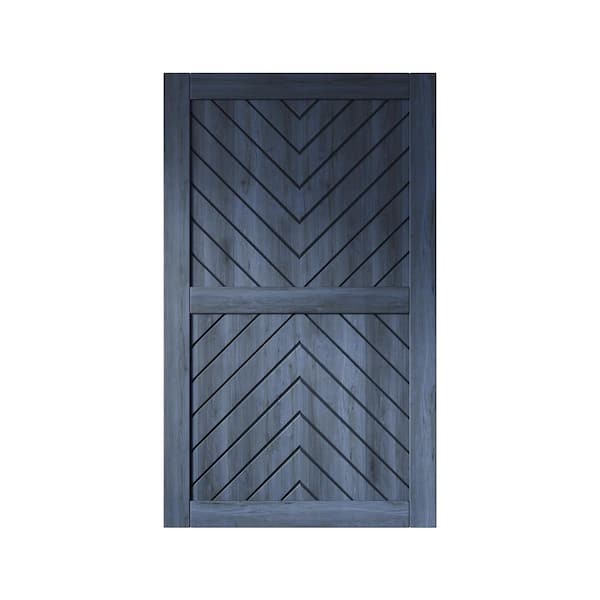 JT4 50 in. x 80 in. C-Panel Solid Core Navy Fishbone Design Pine Wood Interior Sliding Barn Door Slab